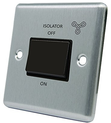 AET CSC3PFANBL 10 A 3-Pole Satin Finish Chrome Classical Black Insert Plastic Rocker Fan Isolator Switch