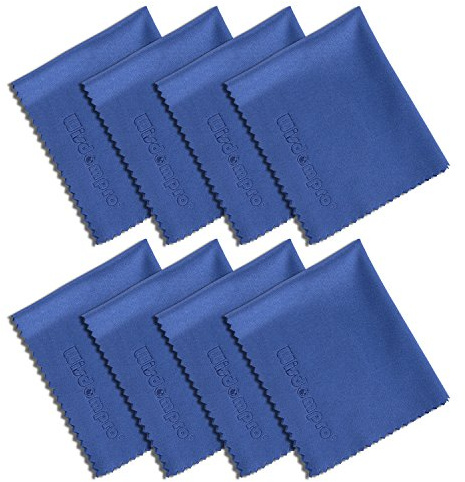 Wisdompro 8-Pack 6x7 Inches Microfiber Cleaning Cloth for Camera Lens, Glasses, Phone, iPhone, iPad, Tablet, Laptop, LCD TV, Computer Screen, Monitor and Other Electronics Device - Blue