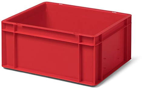 Euro-Stapelkasten Höhe 175 mm, LxB =400x300 mm, Wände u. Boden geschlossen, 15 Liter, aus PP, Farbe rot