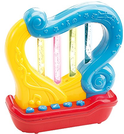 WEofferwhatYOUwant Baby Harfe - Baby Musikinstrument - Interaktives Musikspielzeug mit Wiegenliedern, LED Lichtern und Begleit-Modus mit Harfensaiten - Tragbare Reisegröße für Kleine Hände
