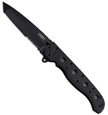 CRKT M16-10KZ EDC Folding Pocket Knife: Everyday Carry, Black Serrated Edge Blade, Tanto, Automated Liner Safety, Nylon Handle, Pocket Clip