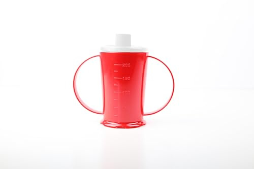 Harfield Red 2-Handled Beaker & Narrow Spout Reusable Virtually Unbreakable Polycarbonate Plastic