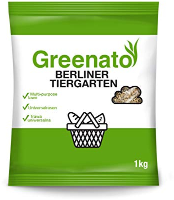 Rasen Nachsaat 1kg Greenato Berliner Tiergarten - schnellkeimend Frühjahr und Herbst Rasenreparatur Turbo Nachsaat Grassamen Schattenrasensamen Rasennachsaat Gras Samen - für 40 m²- 100 m²