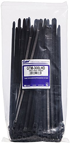GW Kabelbinder-Technik, Kabelbinderr mit Schrauböse 305 x 7,6 mm, schwarz, 100 Stück, GTM-300LHDBC