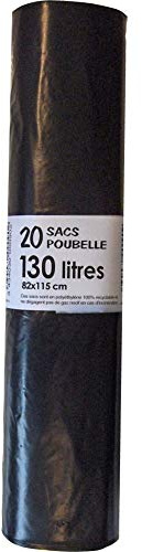 PUBLI EMBAL Bolsas de basura con capacidad de 130 l, color negro con tiras clásicos, 20 unidades