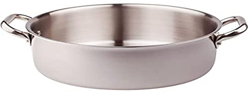 Pentole Agnelli ALIX106ALIN28 Casseruola Bassa con 2 Maniglie in acciaio, Trilaminato Alluminio-Acciaio per induzione, 28 cm