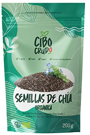 Semi di Chia Biologici - 200g. Fonte Di Omega 3 e 6 Vitamine Del Gruppo B. Fonte di Magnesio Potassio e Calcio Bio. Per Latte o Muesli. Chia Seeds Organic.