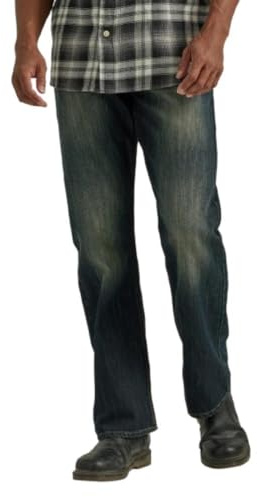 Wrangler Men's Authentics Premium Relaxed Boot Cut Jean, Blue/Black Stretch, 31W x 32L