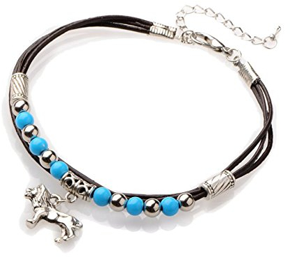 Miniblings lion perle folklore ethnique chaîne de cheville chaîne de cheville Inde argent turquoise bijoux faits à la main I Summer Beach Bijoux d'été