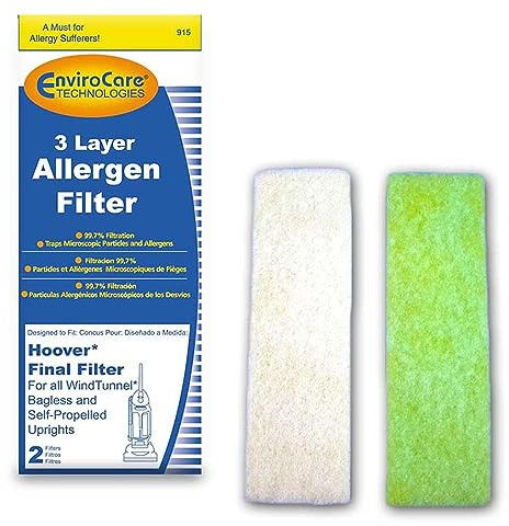 EnviroCare Premium Replacement 3 layer Final Vacuum Cleaner Filters made to fit Hoover WindTunnel Self Propelled, Bagless, Upright, Widepath, Empower, Foldaway, PowerMax Vacuum Cleaners, 2 Filters