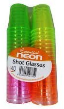 Partyrama Neon Disposable Shot Glasses, Plastic, Multi-Colour, 20 x 6 x 20 cm
