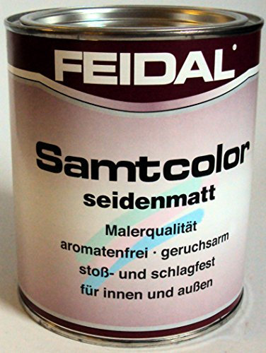Feidal Alkydharzlack / Buntlack Samtcolor / auf Lösemittelbasis, für Innen und Außen, Rapsgelb RAL 1021 / seidenmatt / 750 ml / Malerqualität v. Fachmann für Holz, Mauerwerk, Metall, Heizkörper, Zäune, Türen u.v.m