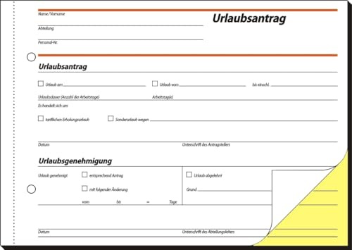 Sigel Formularbuch Urlaubsantrag A5 selbstdurchschreibend 2-fach VE=2x40 Blatt
