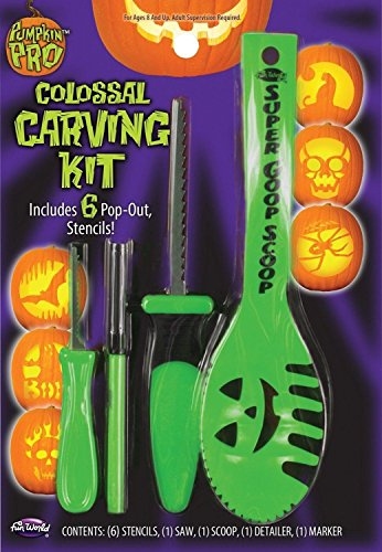 Pumpkin Pro Colossal Carving Kit Kürbis Schnitz Set + Pop Out Schablonen (Grün)