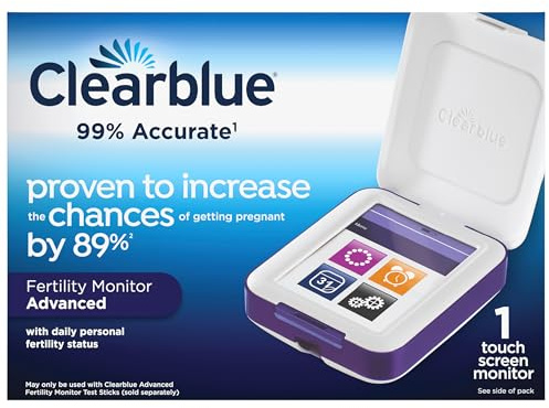 Clearblue Fertility Monitor Advanced, Test For Ovulation & Pregnancy, Increases Chances Of Getting Pregnant Naturally By 89%, 1 Touch Screen Monitor (Test Sticks Sold Separately), Packaging May Vary