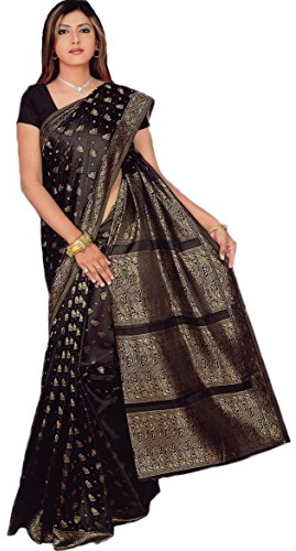 Trendofindia Indischer Bollywood Fashion Sari Stoff Damenkostüm Kleid Schwarz CA108