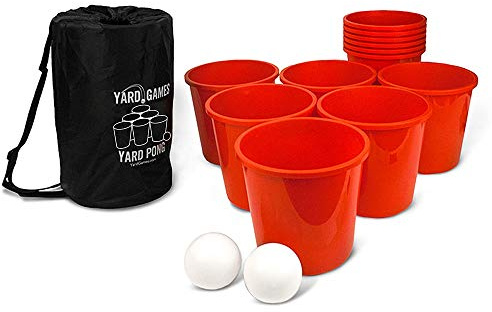 Yard Games Riesiger Yard Pong mit robusten Eimern und Bällen inkl. hochfester Tragetasche