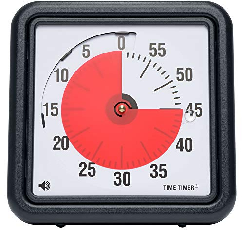 Time TTA1-W Timer Original Medium 18x18 cm; 60-minuten visueller Timer - Countdown-Uhr für Klassenzimmer oder Besprechungen für Kinder und Erwachsene (schwarz)