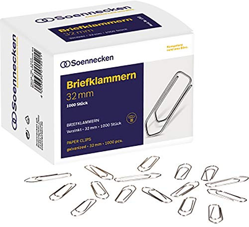 Soennecken Briefklammer 1353 32mm verzinkt 1.000 St./Pack.