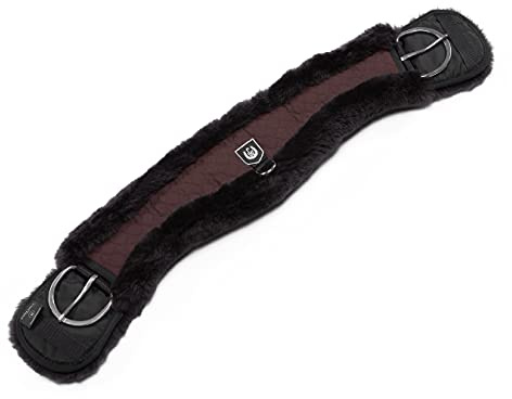 CHRIST Lammfell Western-Sattelgurt KONTURGURT von Werner anatomisch geformter Westerngurt (Kurzgurt), echtes Fell in braun-braun, Länge 75 cm