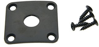 KAISH Klinkenplatte für Gibson Les Paul, gewölbter Boden, quadratisch, Metall, Schwarz