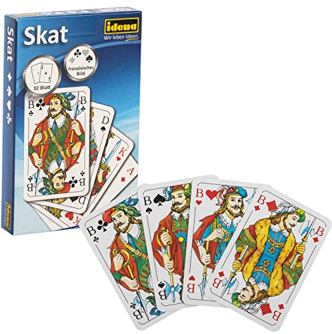 Idena 6250100 - Skatspiel mit französischem Blatt, 32 Karten, ca. 5,9 x 9,1 cm, das beliebteste Kartenspiel der Deutschen, für Wettbewerbe oder Spieleabende