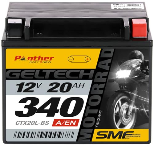 Panther YTX20L-BS Motorrad Batterie GEL 12V 20Ah 340A/EN CTX20L-BS Erstausrüsterqualität