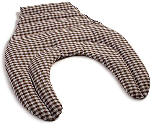 Nackenhörnchen mit Rückenteil - braun-weiß - Traubenkernkissen - Nackenkissen - Rücken Wärmekissen