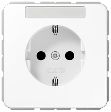 Jung Schuko Steckdose 16 A 250 V mit Schriftfeld 6 x 37 mm Serie CD Alpinweiß, 1 Stück, CD 1520 NA WW