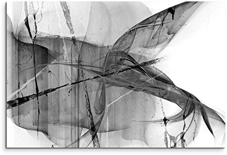 Paul Sinus Art Modernes Wandbild 120x80cm Abstrakt Schwarz Weiss Leinwand XXL Kunstdruck Wohnzimmer Deko Bild Fertig Aufgespannt