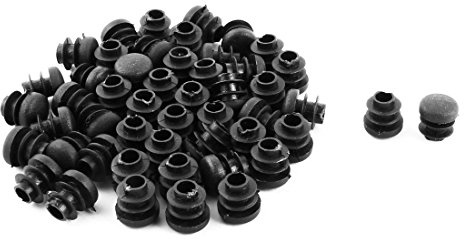 sourcing map 50 STK Pfostenkappe Lamellenstopfen Schwarz 13 mm Durchmesser | Tisch Stuhlbein Kappen Rohr Einsatz, Kunststoff, runde Flache