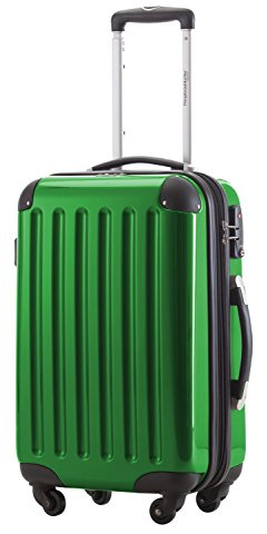 HAUPTSTADTKOFFER - Alex - Carry on luggage On-Board Suitcase Bag Hardside Spinner Trolley 4 Wheel Expandable, 55cm, TSA, green