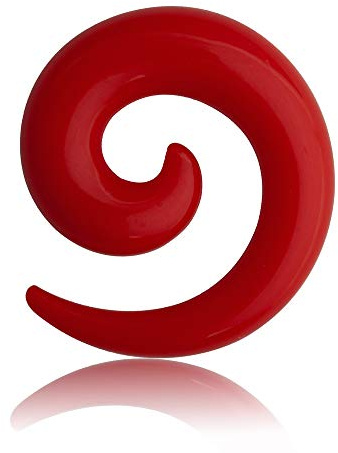 Treuheld® | Rote Dehnschnecke/Dehnsichel - 10 Größen: 1,6-14mm - Hohe Qualität - aus Kunststoff - Dehnschnecke für Ohr & Piercings - Flesh Tunnel Expander/Dehner für Plugs aus rotem Acryl