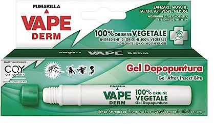 Vape Derm, Gel Dopopuntura 100% Origine Vegetale, Sollievo Immediato, Ingredienti Certificati, Con Aloe Vera, Senza Ammoniaca, Dermatologicamente Testato, 10ml