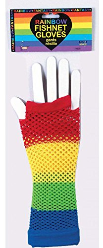 Forum Novelties 73800 Gloves-Rainbow Fishnet, Multi-Color, 8 x 6 x 4, Pack of 1
