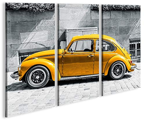 islandburner Bild Bilder auf Leinwand Käfer Kult Auto Beetle 3p XXL Poster Leinwandbild Wandbild Dekoartikel Wohnzimmer Marke