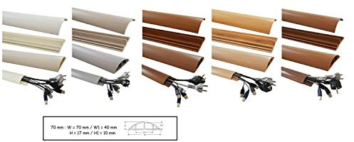 netproshop Fußboden Kabelkanal PVC (Halbrund, Selbstklebend, 70x17mm) (1 Meter), Farbe:Hellbraun Meliert