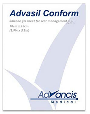 ADVASIL CONFORM SILICONE GEL SHEET FOR SCARS 5 PCS 10CM X 15CM - 10CM X 15CM