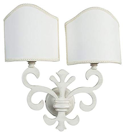 Lámpara blanca de dos brazos de estilo shabby country lirio