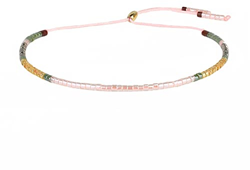 KELITCH Mode Perlenarmband Handgemachte Strang Freundschaftsarmbänder Damen Armreifen Schmuck (Rosa Grün)
