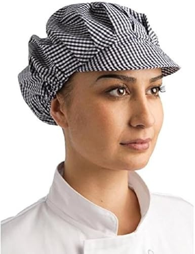 Whites Chefs Apparel B257 gorro con visera, azul y blanco Check