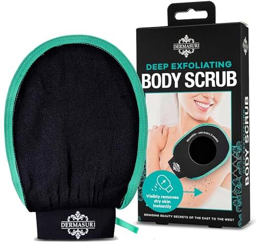 Dermasuri Tiefenpeeling-Handschuh für weiche Haut, Peeling-Handschuh und Hautreiniger, für ein optimales Hautpflege-Set, für Frauen und Männer, zur Reinigung abgestorbener oder trockener Haut, 1 Stück