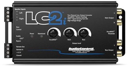 AudioControl LC2i 2-Channel Line Output Converter with AccuBASS for Adding Subwoofers, Amplifiers to Factory Car Audio Receiver Head Unit, Speaker Level to RCA Line Level Converter