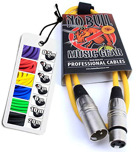 No Bull Nordell Music Gear' Premium XLR Cable (Yellow, 1m): Achieve a Clearer Audio Signal with Balanced Male to Female Microphone Lead, plus Cable Tie