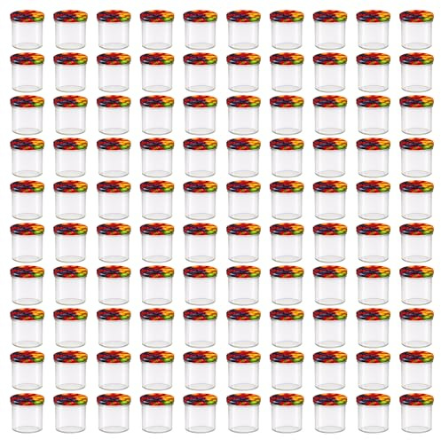 hocz 100x Marmeladengläser 125 ml | mit Deckel Obst TO 66 | Einmachgläser mit Schraubdeckel zum befüllen | Sturzgläser für Marmelade Schraubgläser | leere Gläser Set | 100 Stück