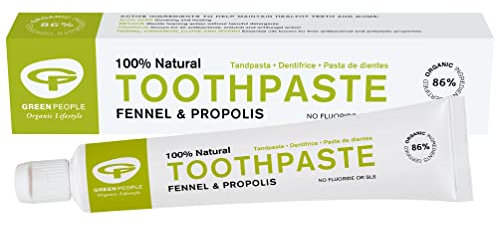 Green People Fennel & Propolis Toothpaste - 100% Natural Non-Mint Toothpaste for Sensitive Gums - Fluoride & SLS Free - Organic & Cruelty Free, 50ml