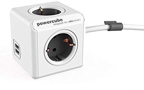Allocacoc Power Cube 4 + 2 usb 1, 5 m de cable, 1 pieza, 47529, gris oscuro