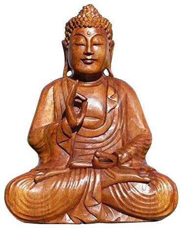 Wogeka - Super schöner 30 cm Buddha Meditation - Handarbeit aus Holz geschnitzt als besondere Geschenk-Idee für Asien-Fans zu Geburtstag, Weihnachten zur Deko Budda Feng Shui BM30