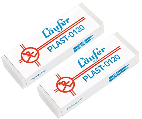 Läufer 69809 Plast 0120 Radierer, radiert zuverlässig Bleistifte und Buntstifte, Blisterkarte enthält 2 Radiergummis, groß