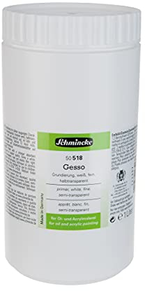 Schmincke - Gesso, flacone da 1000 ml, 50 518 051, 1 L, bianco, semitrasparente, imprimitura resistente alla luce e all'invecchiamento per colori ad olio e acrilici, pronto all'uso, imprimitura per tele